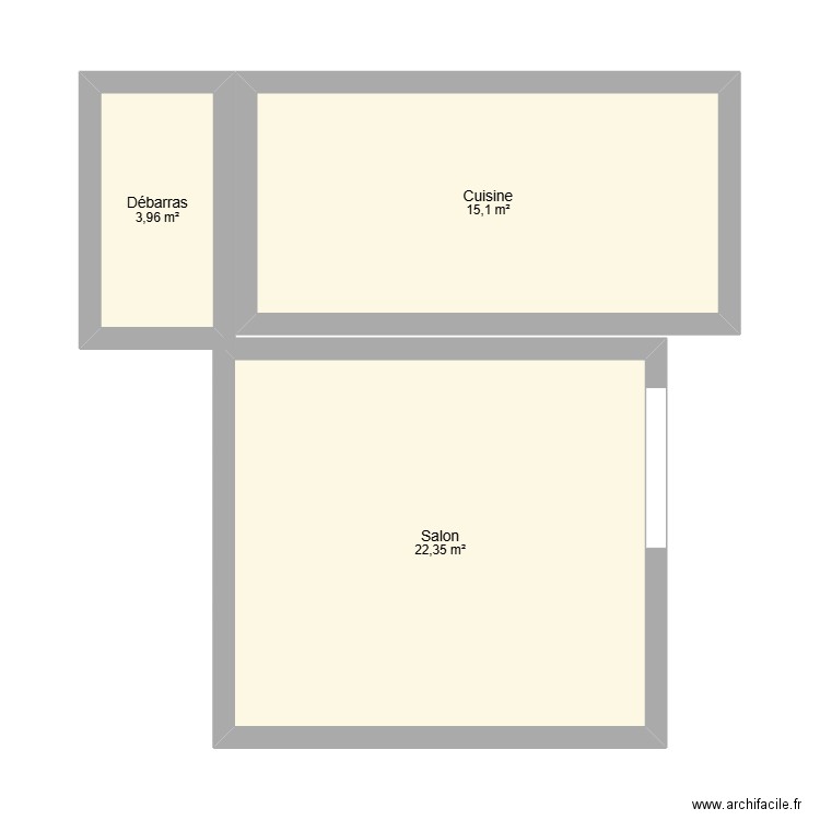 Etat des lieux. Plan de 3 pièces et 41 m2