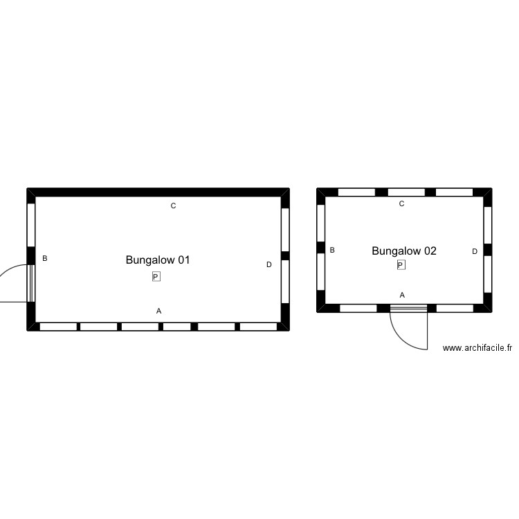 VM BUILDING BUNGALOW plomb. Plan de 2 pièces et 50 m2