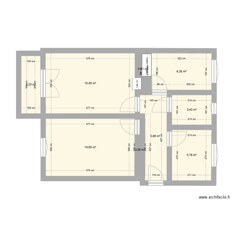 Appart place d'Armes . Plan de 9 pièces et 55 m2