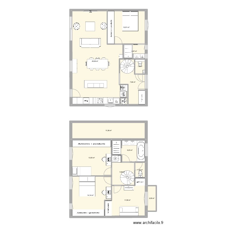 maison lafayette V11. Plan de 14 pièces et 131 m2