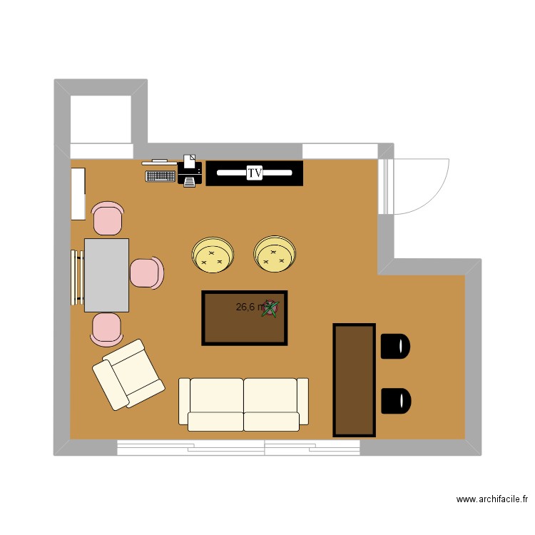 montaigne. Plan de 1 pièce et 27 m2