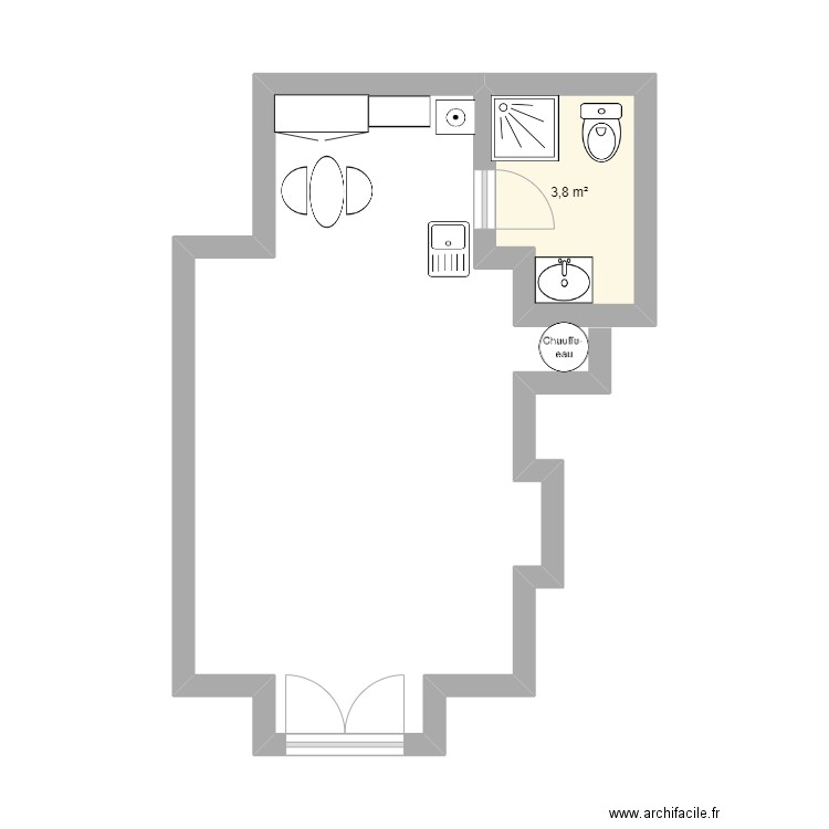 quinet. Plan de 1 pièce et 4 m2