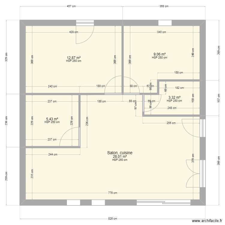 chalet arblade. Plan de 5 pièces et 59 m2