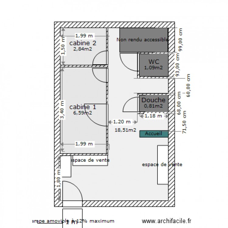 plan RDC Institut du Parc avec accessibilite totale. Plan de 0 pièce et 0 m2