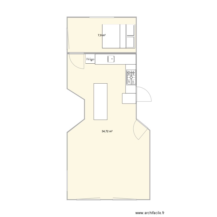 cuisine dans salle a manger. Plan de 0 pièce et 0 m2