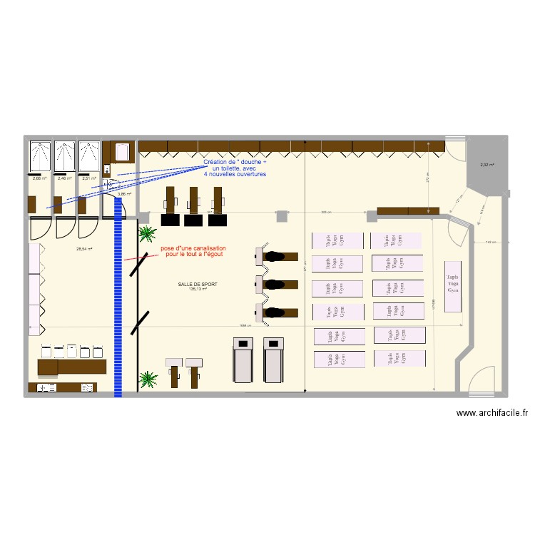 SALLE DE SPORT descriptif travaux. Plan de 0 pièce et 0 m2