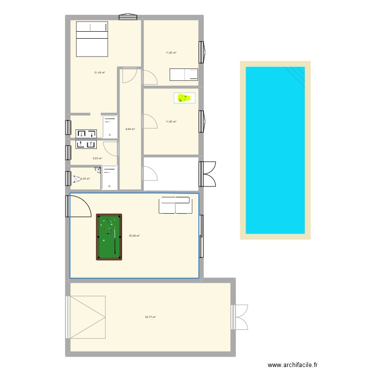 Elodie 1. Plan de 8 pièces et 132 m2