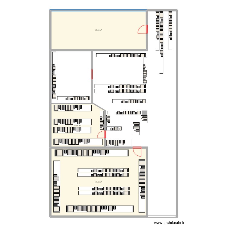 MAGASIN ARCHIVES. Plan de 3 pièces et 114 m2