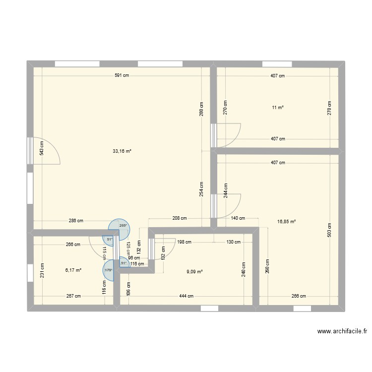 Herbeville. Plan de 5 pièces et 76 m2