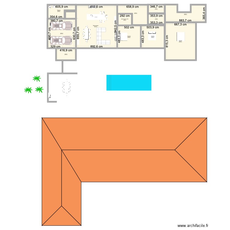 AFALA. Plan de 12 pièces et 318 m2