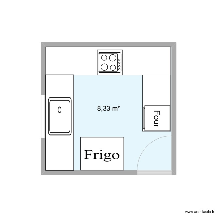 CUISINE. Plan de 1 pièce et 8 m2