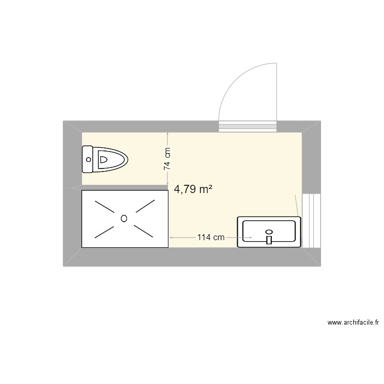 salle de bain. Plan de 1 pièce et 5 m2