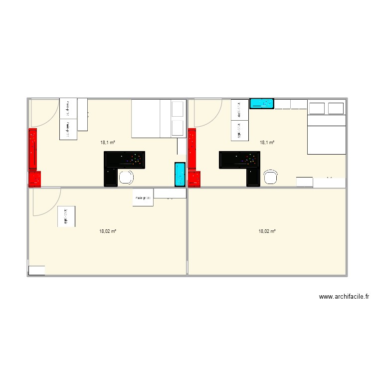 canbre. Plan de 4 pièces et 72 m2