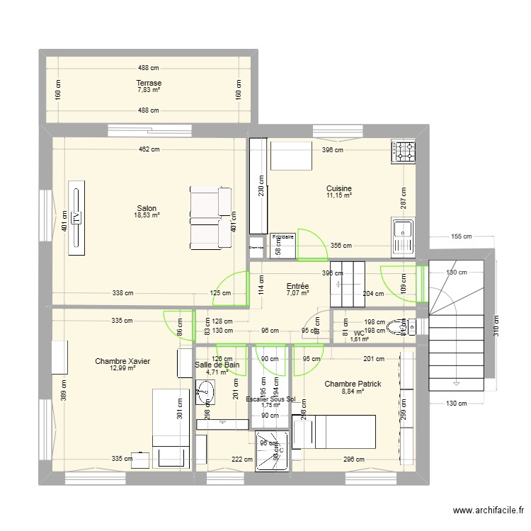 Maison Moliere1. Plan de 10 pièces et 75 m2