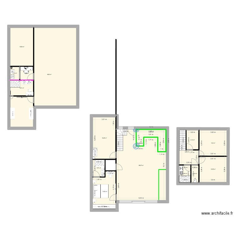 Maison2. Plan de 15 pièces et 229 m2