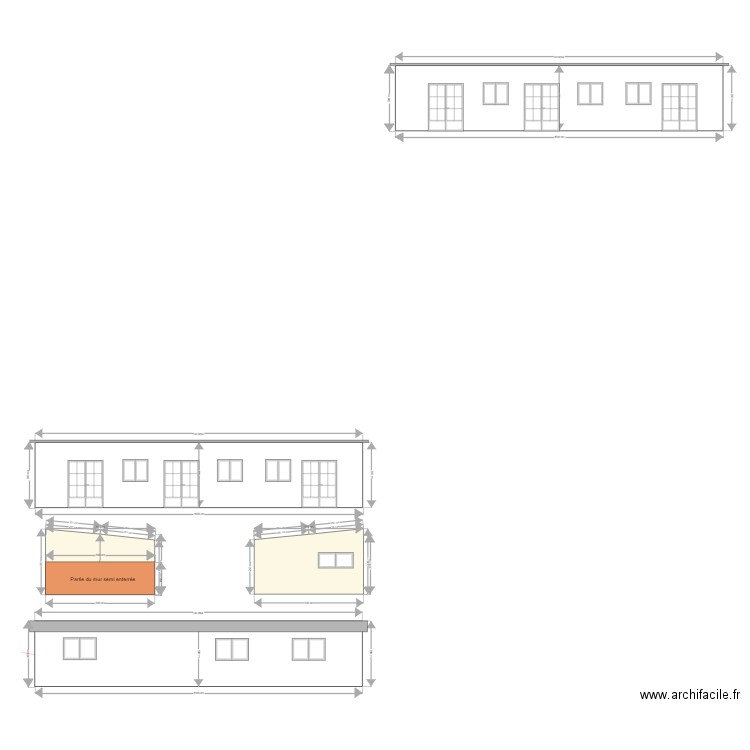 Facades. Plan de 0 pièce et 0 m2