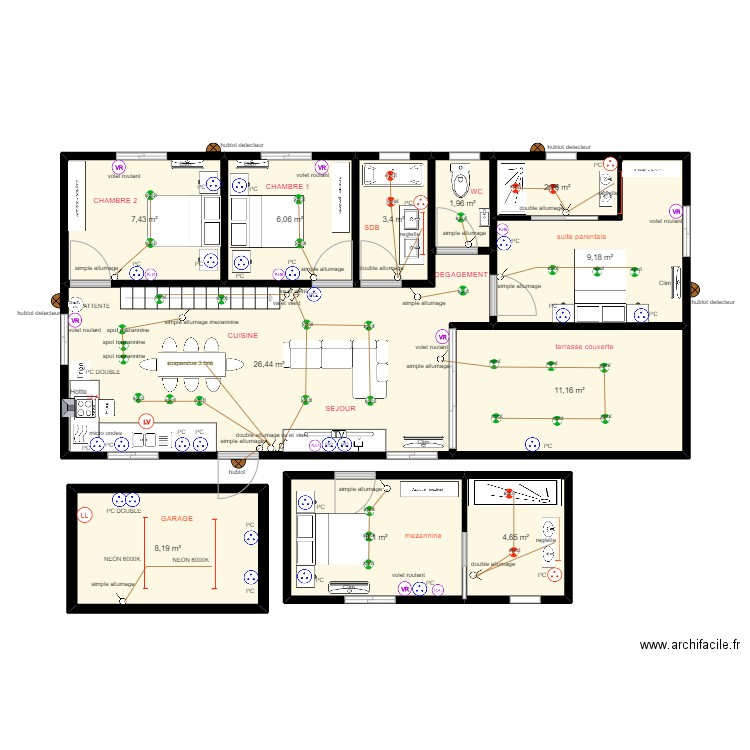 ACAPANDIE. Plan de 11 pièces et 89 m2