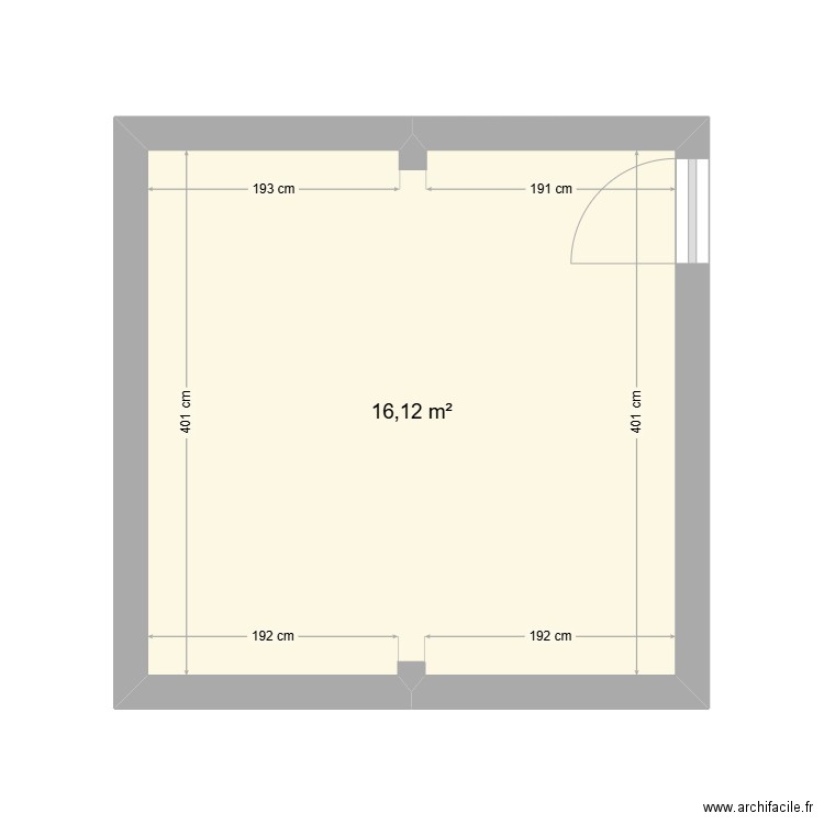 Plan Magasin. Plan de 1 pièce et 16 m2