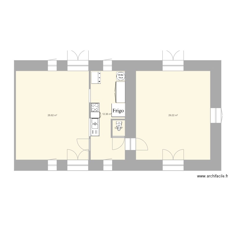 cuisine centree. Plan de 0 pièce et 0 m2