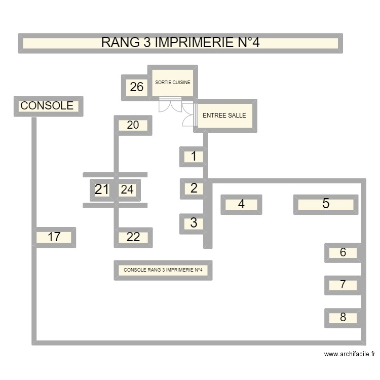 RANG N3. Plan de 19 pièces et 47 m2