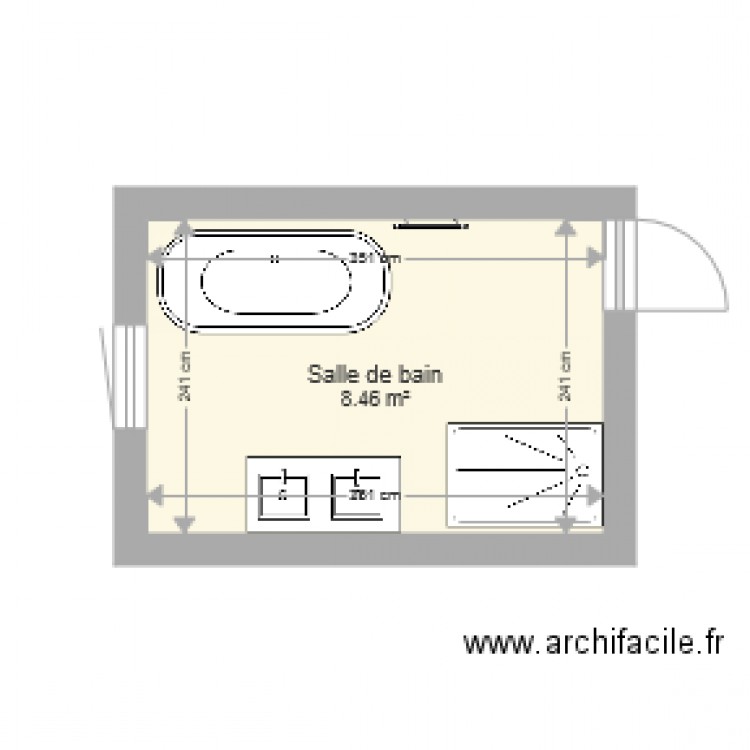 salle de bain - Plan dessiné par ledier