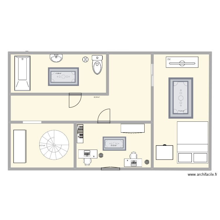 Me . Plan de 5 pièces et 243 m2