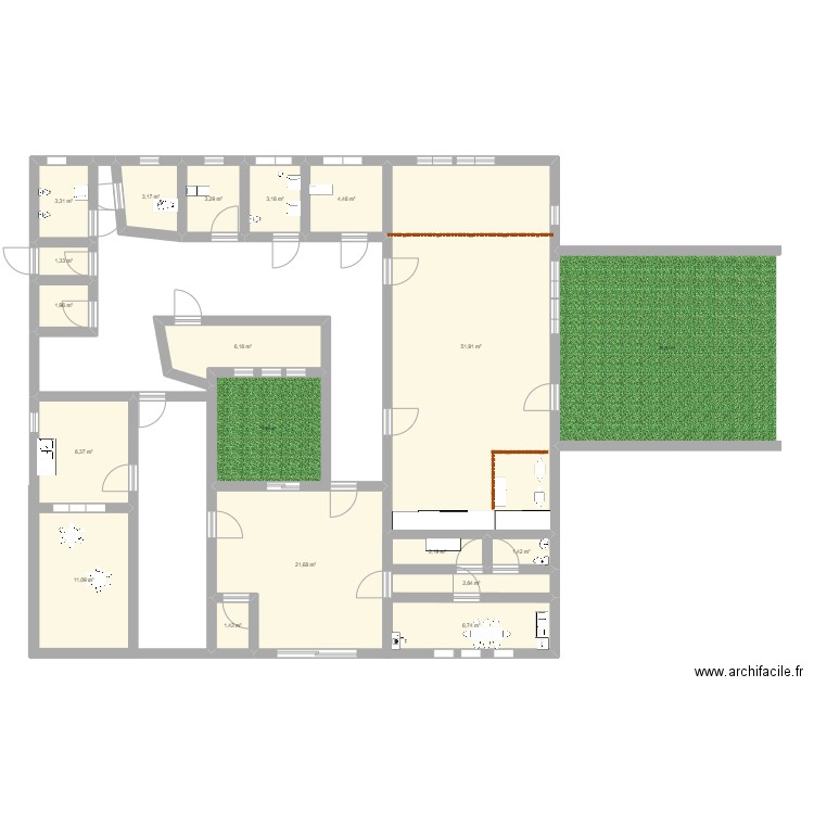 Crèche bamb'islois. Plan de 17 pièces et 135 m2