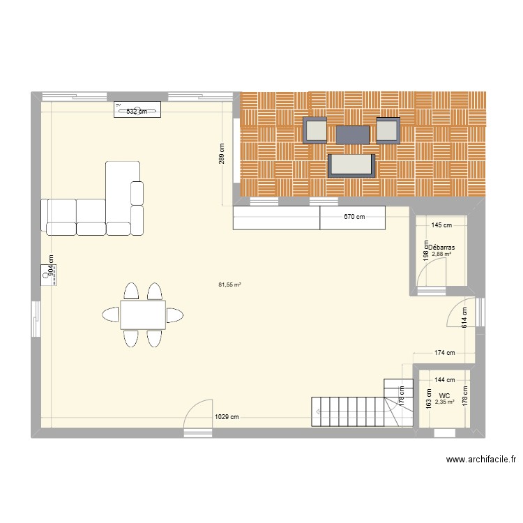 chalet. Plan de 3 pièces et 91 m2