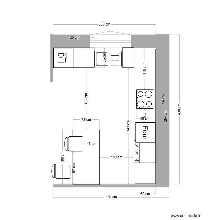 Cuisine. Plan de 0 pièce et 0 m2