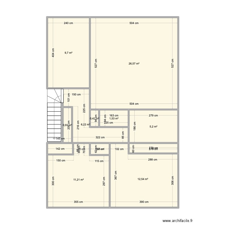 apt st lau. Plan de 11 pièces et 76 m2