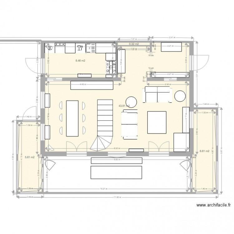 Plan chalet 2 variante entrée avec escalier S salon sans sas. Plan de 0 pièce et 0 m2