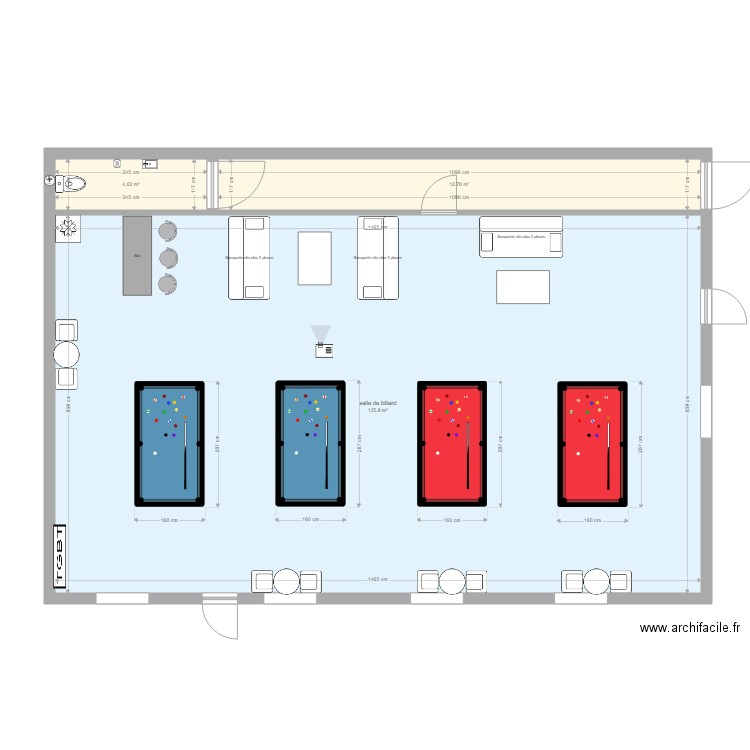 salle 4 billards . Plan de 0 pièce et 0 m2