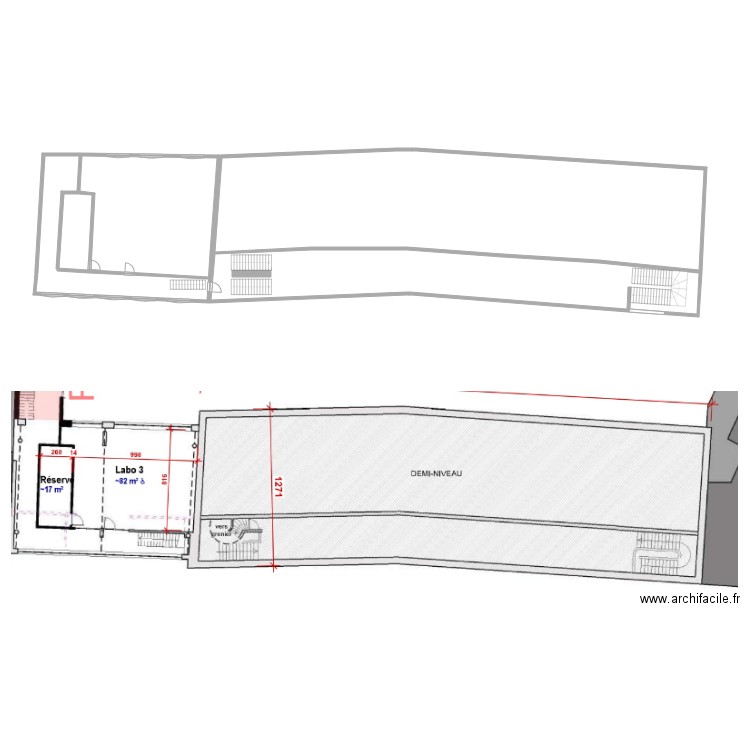 EFT BAT 4  et 5  etage 3. Plan de 3 pièces et 667 m2