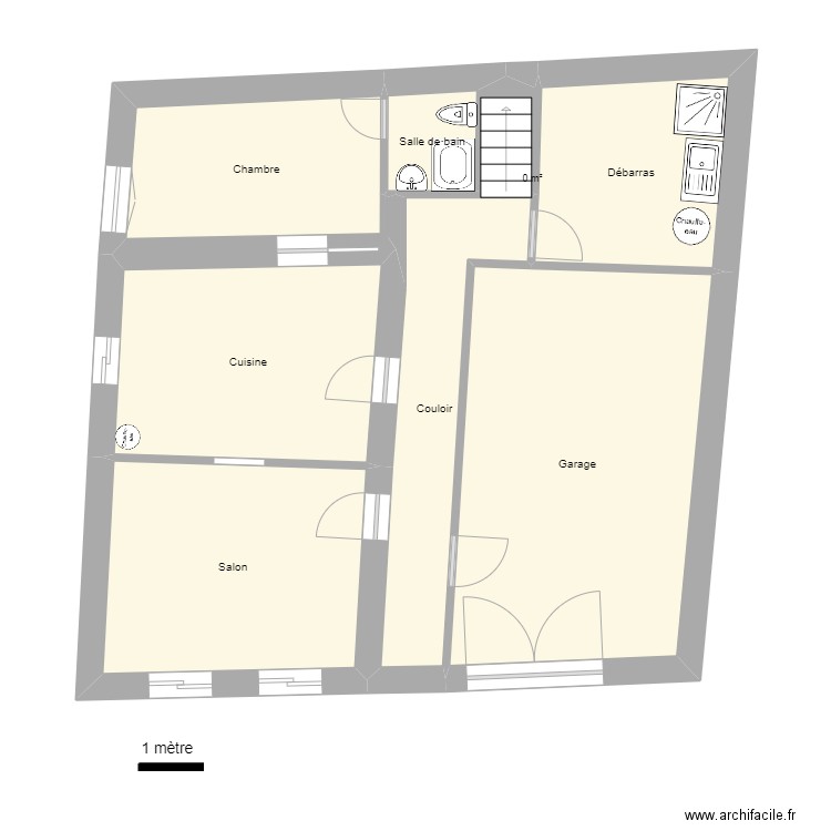 Musée 2 RDC. Plan de 8 pièces et 75 m2