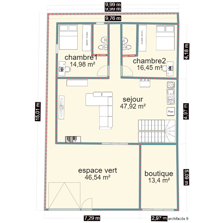 plan groupe. Plan de 5 pièces et 139 m2