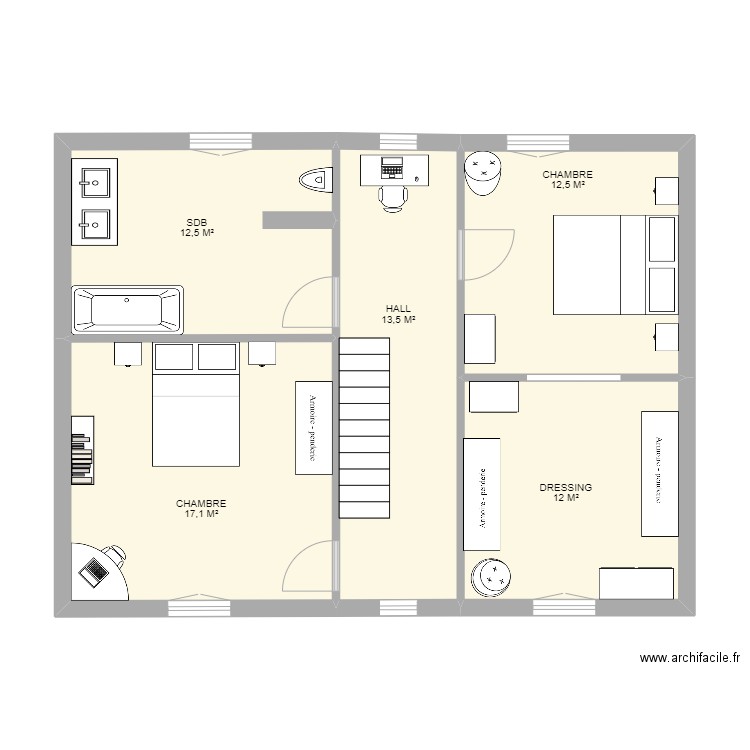 ETAGE FALISOLLE. Plan de 5 pièces et 67 m2