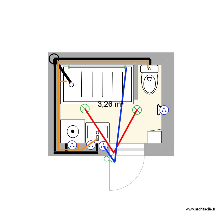 SDB LE MUY. Plan de 1 pièce et 3 m2