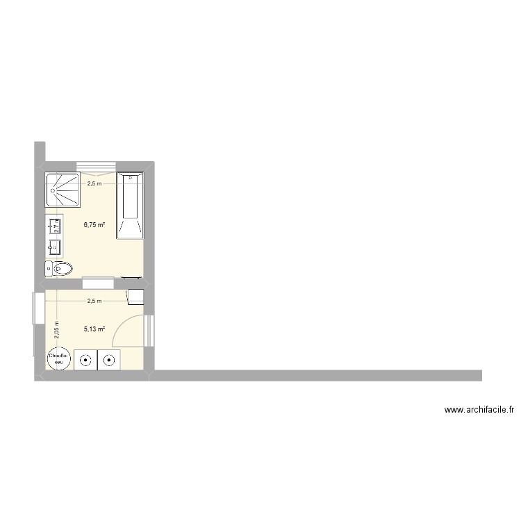 PLAN SALLE DE BAIN1. Plan de 2 pièces et 12 m2