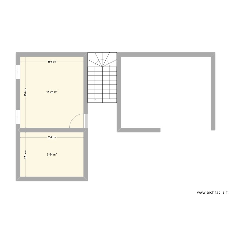 sit. Plan de 2 pièces et 23 m2