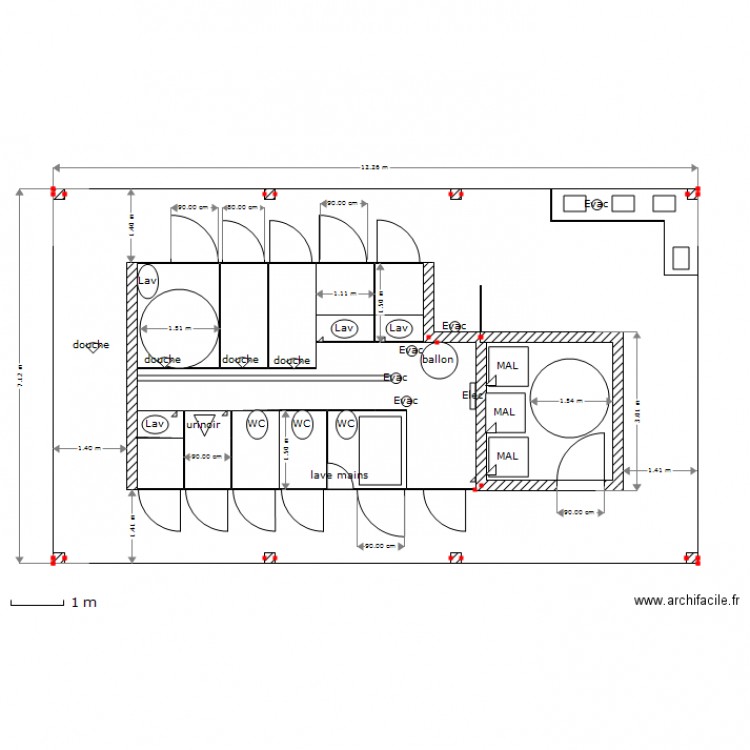 sanitaire 2013 dimensions 2. Plan de 0 pièce et 0 m2