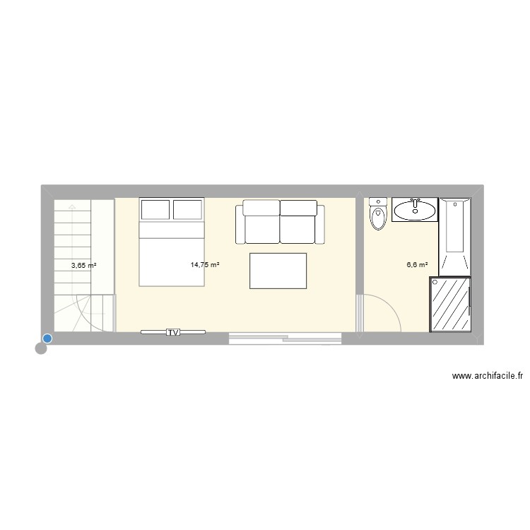 GABAYET. Plan de 6 pièces et 52 m2