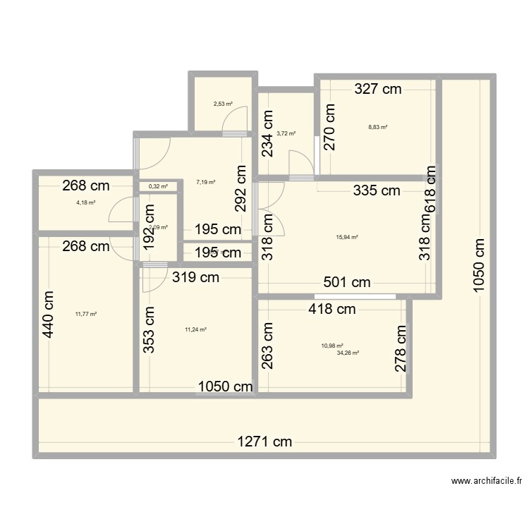 LA BIHAN. Plan de 13 pièces et 114 m2