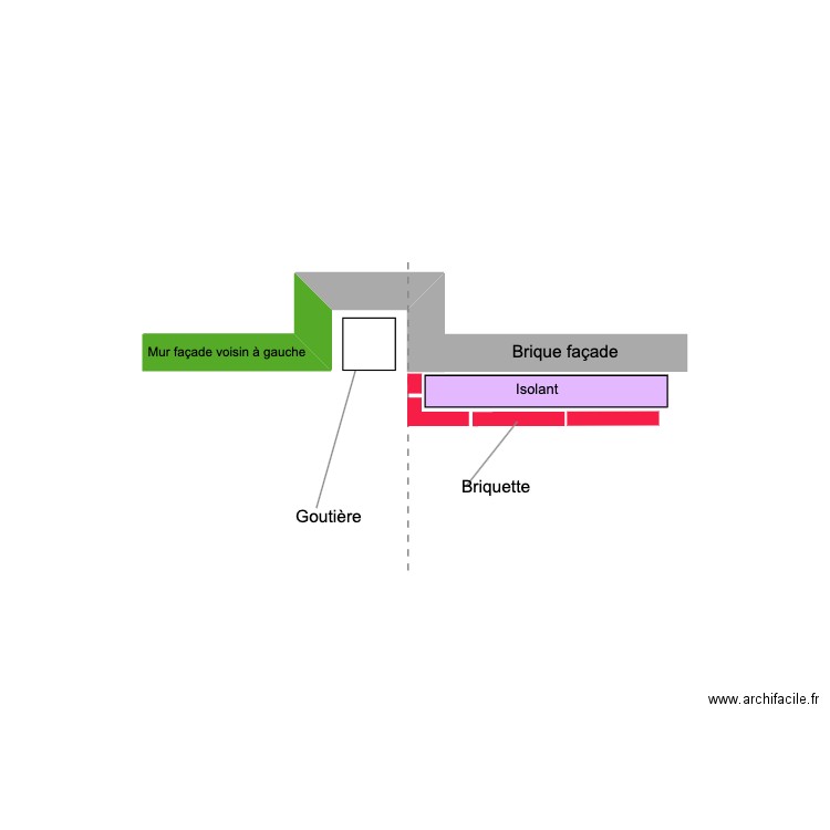 MJ détail façade avant  côté gauche : isolation + briquettes. Plan de 0 pièce et 0 m2