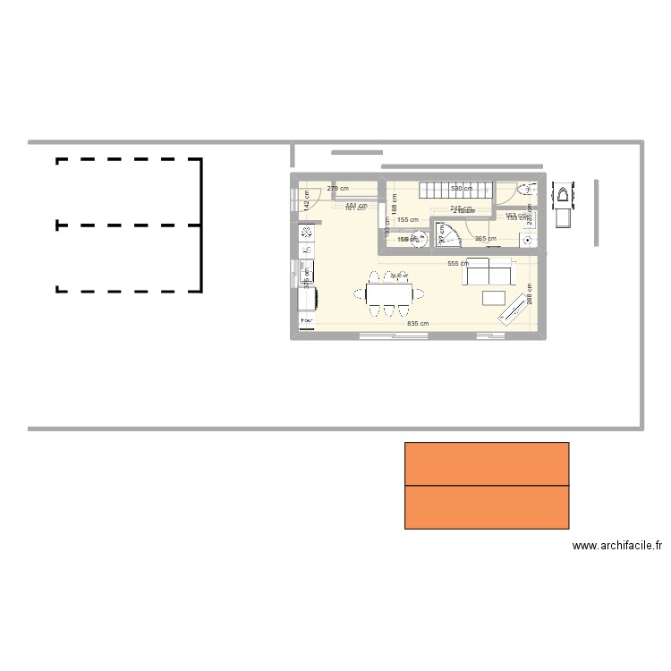 roye. Plan de 3 pièces et 41 m2