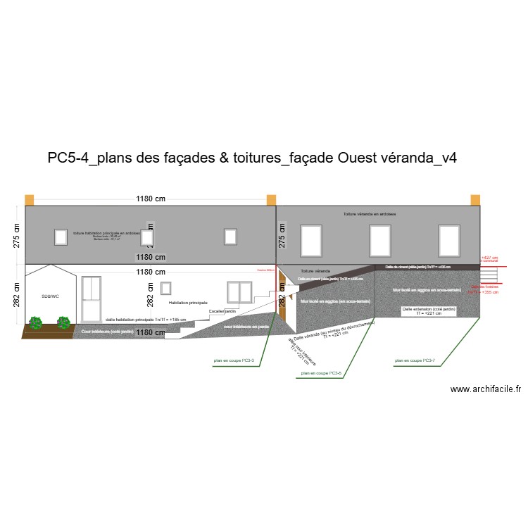 PC5-4_plans des façades & toitures_façade Ouest véranda_v4. Plan de 0 pièce et 0 m2