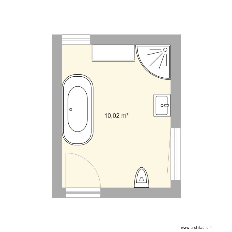 Salle de Bain OG V1. Plan de 1 pièce et 10 m2