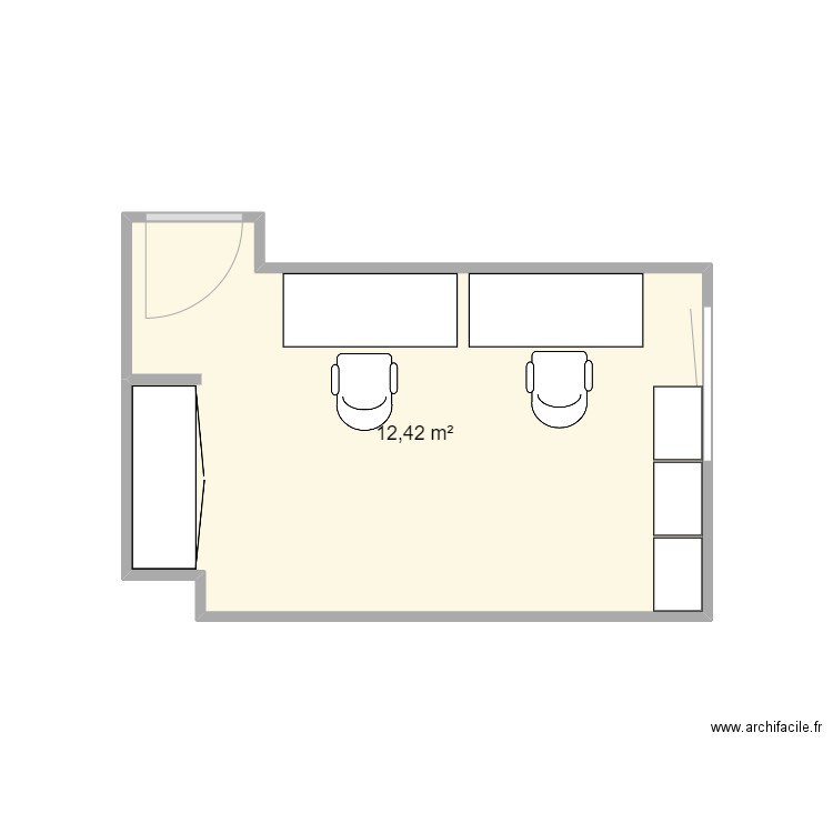 bureau CJ. Plan de 1 pièce et 12 m2