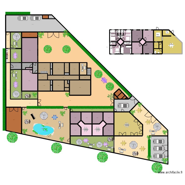 RESTO SUD + 6 CHAMBRES NORD + 2 SALONS 1711. Plan de 81 pièces et 2010 m2