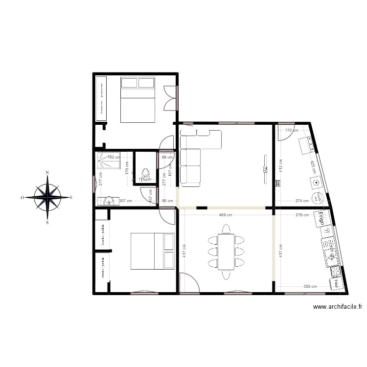 la coquille vide4. Plan de 7 pièces et 69 m2