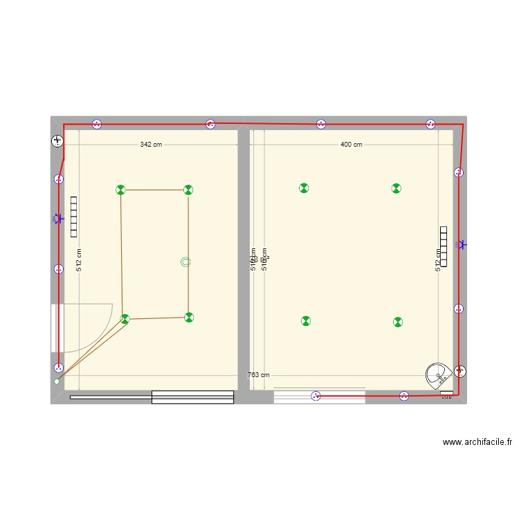 Atelier. Plan de 1 pièce et 38 m2